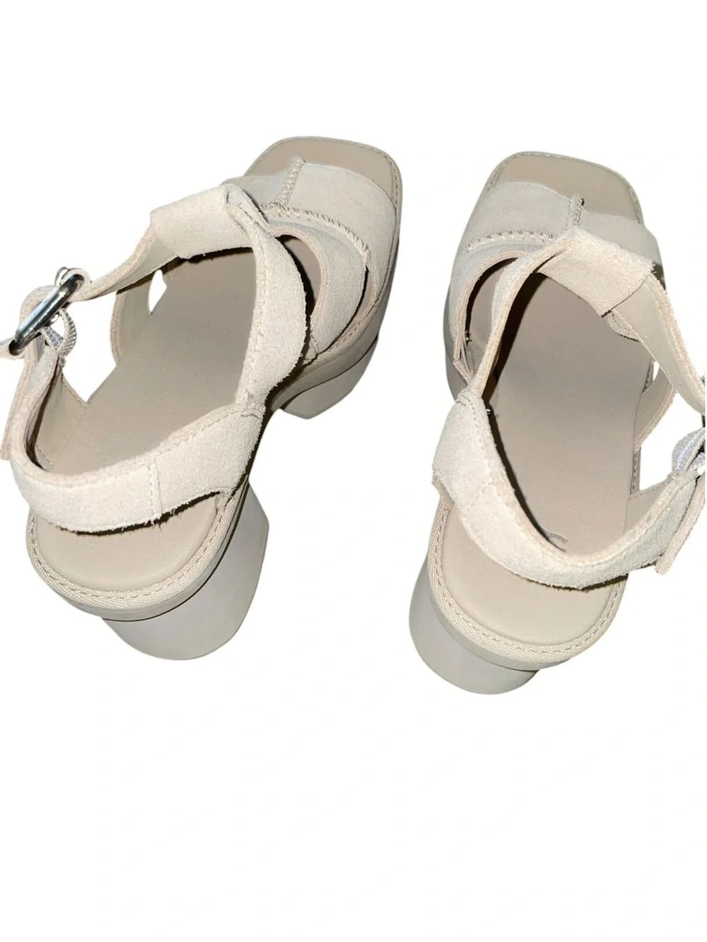 UGG New Heights Platform T-Strap Sandals Suede Mustard Seed Beige 7.5 NWT